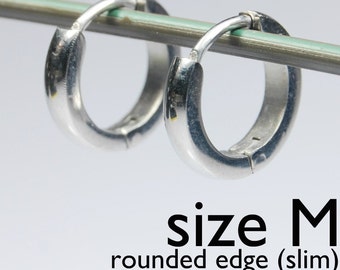 Herren Ohrringe Silber Huggie Hoop - Ohr Knorpel Piercing - Für Jungs Hip Hop Mittelalter Punk Rock - Edelstahl - Slim CURVED No.134A
