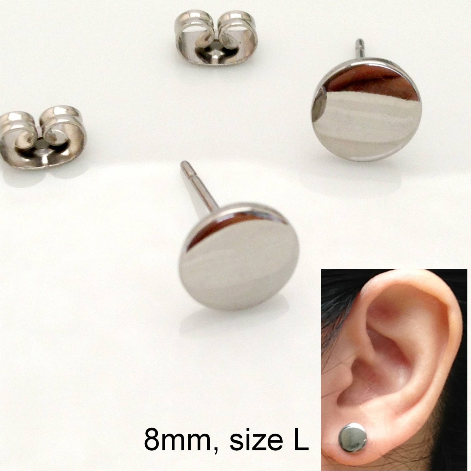 Men's stud earrings men's earrings studs steel flat Etsy