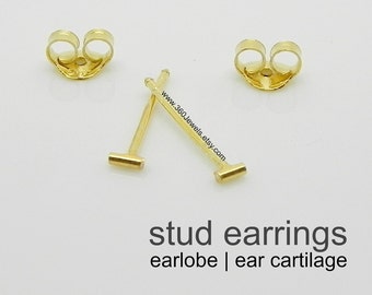 Men's stud earrings - men's earrings stud - tiny bar stud earrings - gold stud earrings - cartilage earring - helix stud - 3mm studs 464 Y