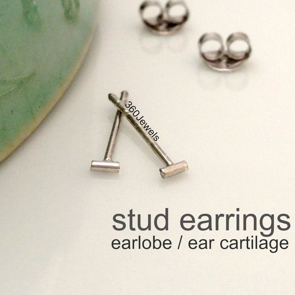 Achromic rod stud earrings, bar stud earrings,  men's stud earrings, cartilage earring, helix stud earring, tiny line stud earrings, 464W