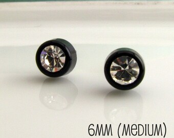 Men's stud earrings, rhinestone stud earrings, diamond bezel stud earrings, everyday earrings, men's stud earrings, 434