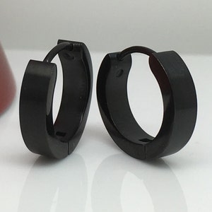 Men&#39;s hoop earrings, wicked espresso hoop earrings, large hoops, black steel hoop earrings, men&#39;s earrings, semi matte finish, large 192A