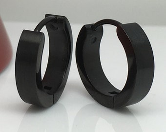 Men's hoop earrings, wicked espresso hoop earrings, large hoops, black steel hoop earrings, men's earrings, semi matte finish, large 192A