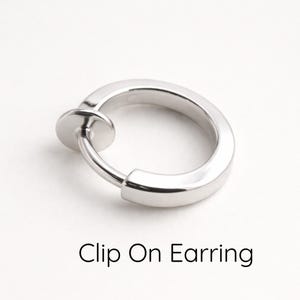 Pendientes de aro falsos plateados con clip / Aros de acero inoxidable sin perforación / 8 mm 10 mm 12 mm