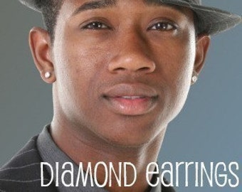 Promotion, mens stud earrings, one carat diamond earrings CZ, masculine style for guys, clear diamond CZ, mens earrings 514