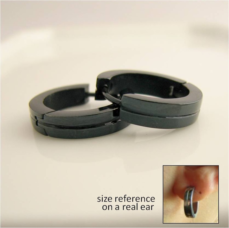 mens earrings hoop black