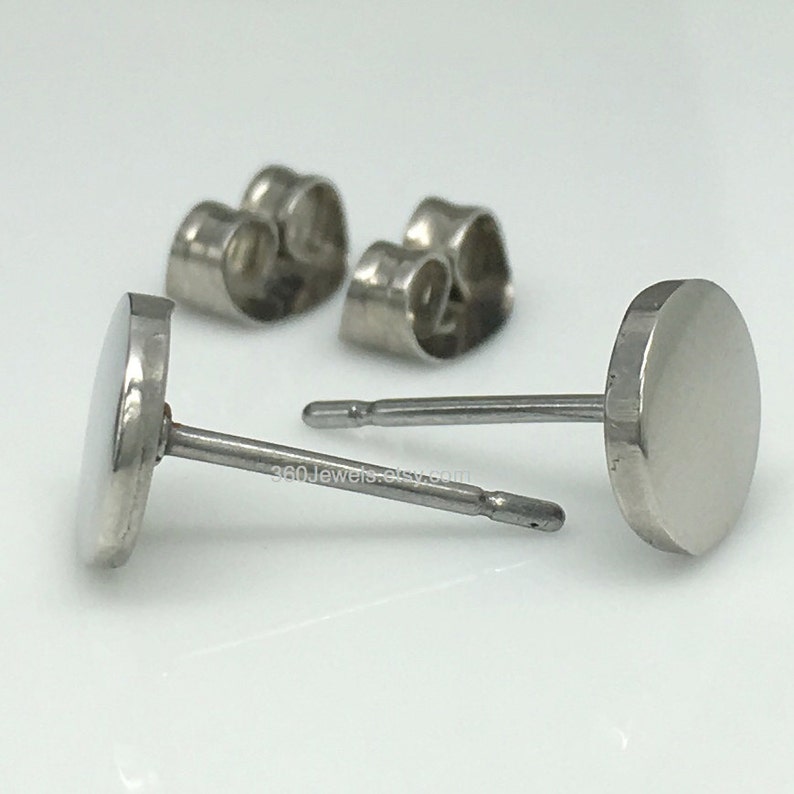 Men's Stud Earrings Men's Earrings Steel Flat Disc Etsy UK