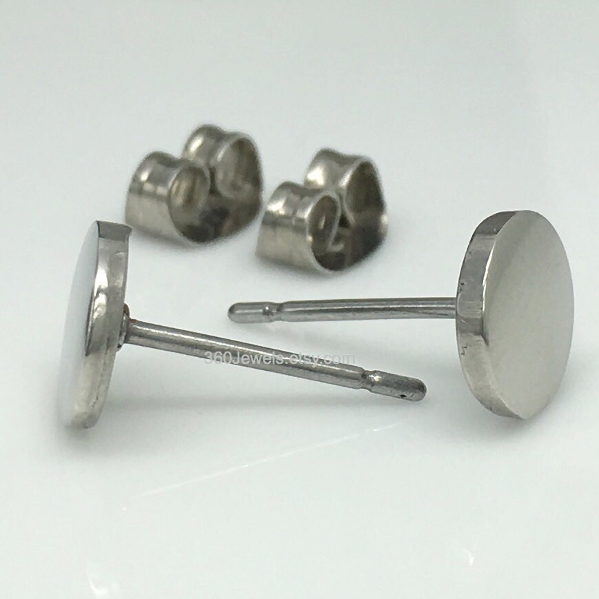 Men's Stud Earrings Men's Earrings Steel Flat Disc - Etsy