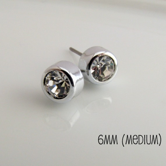 Men's Stud Earrings Men's Earring Studs Rhinestone Etsy