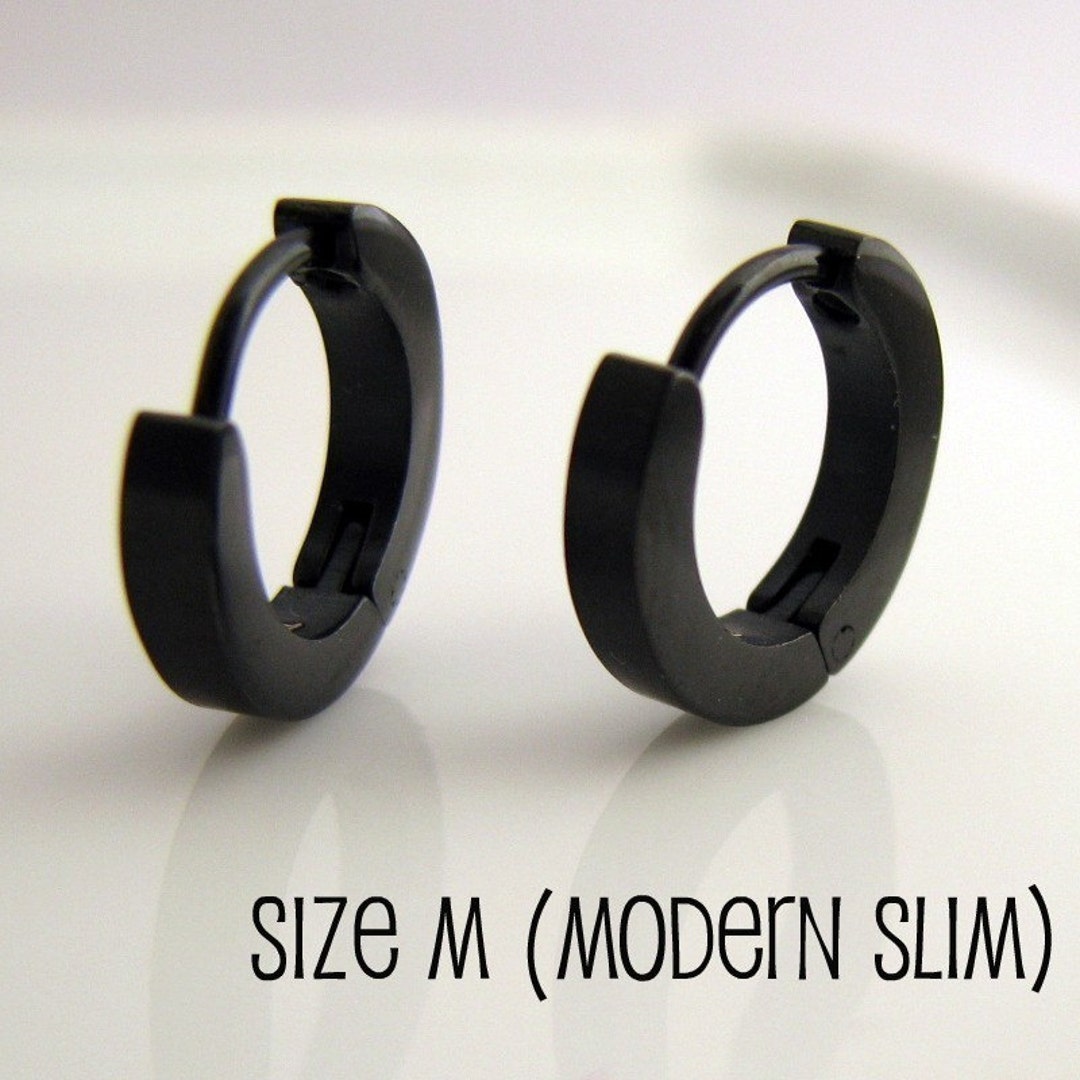 Mens Earrings Black Huggie Hoop - Ear Cartilage Piercing