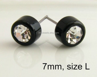 Men's stud earrings, permafrost stud earrings for men, diamond rhinestone studs, large stud earrings, earrings for men, 6mm diamonds, 436