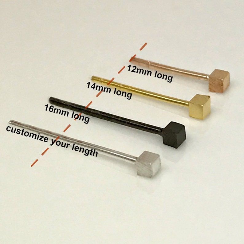 Extra Long Post Earrings Tiny Cube Stud Earring Custom Etsy