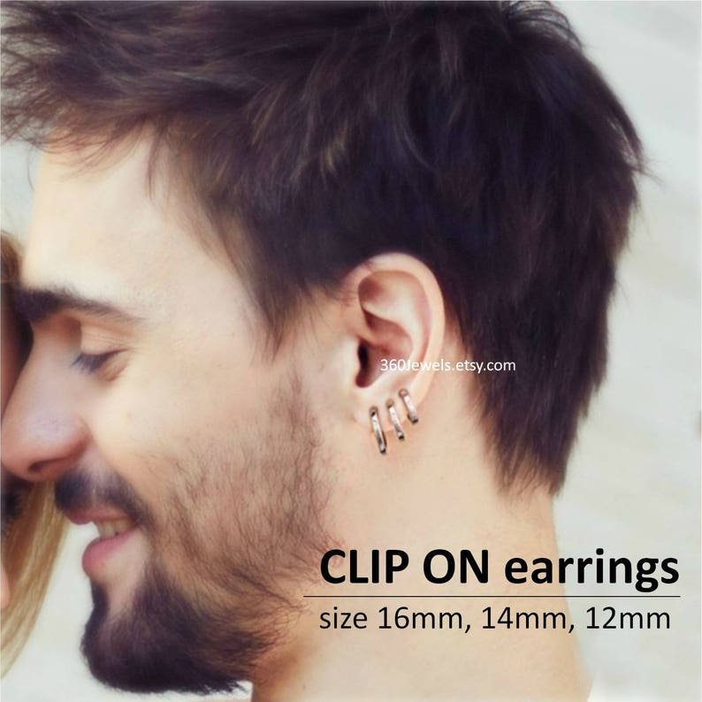 Clip On Earring for Men Clip On Hoop Earring Nose Ring Ear Cartilage Clip Ring Plain Huggie Hoop Earring Single Earring 570 image 2