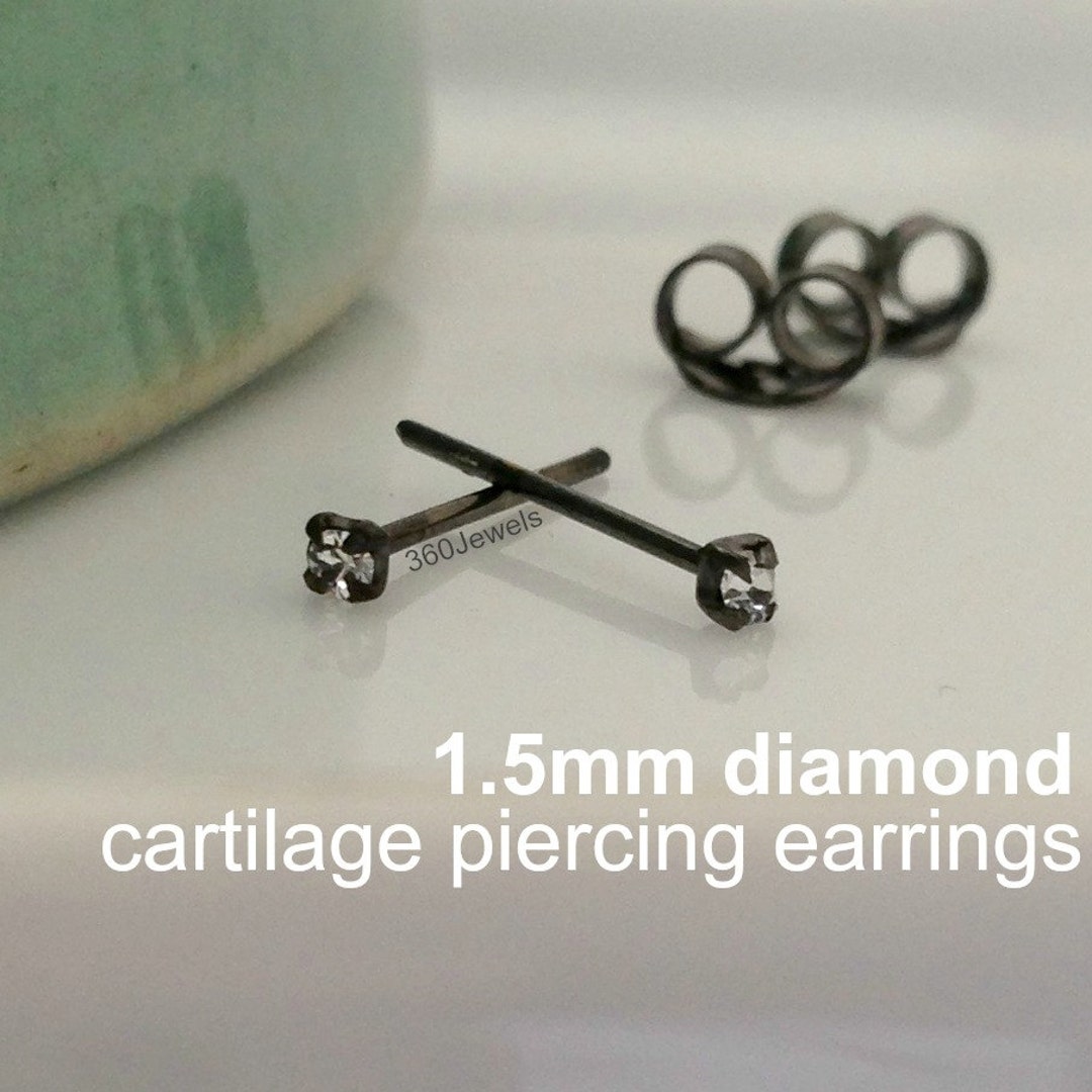Black Caduceus Stud Earring, Men's Stud Earrings, Tiny