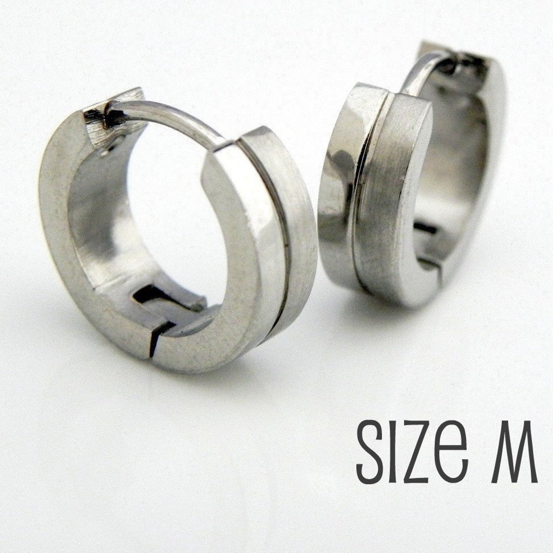 Mens Silver Huggie Hoop Earrings - Ear Cartilage Piercing