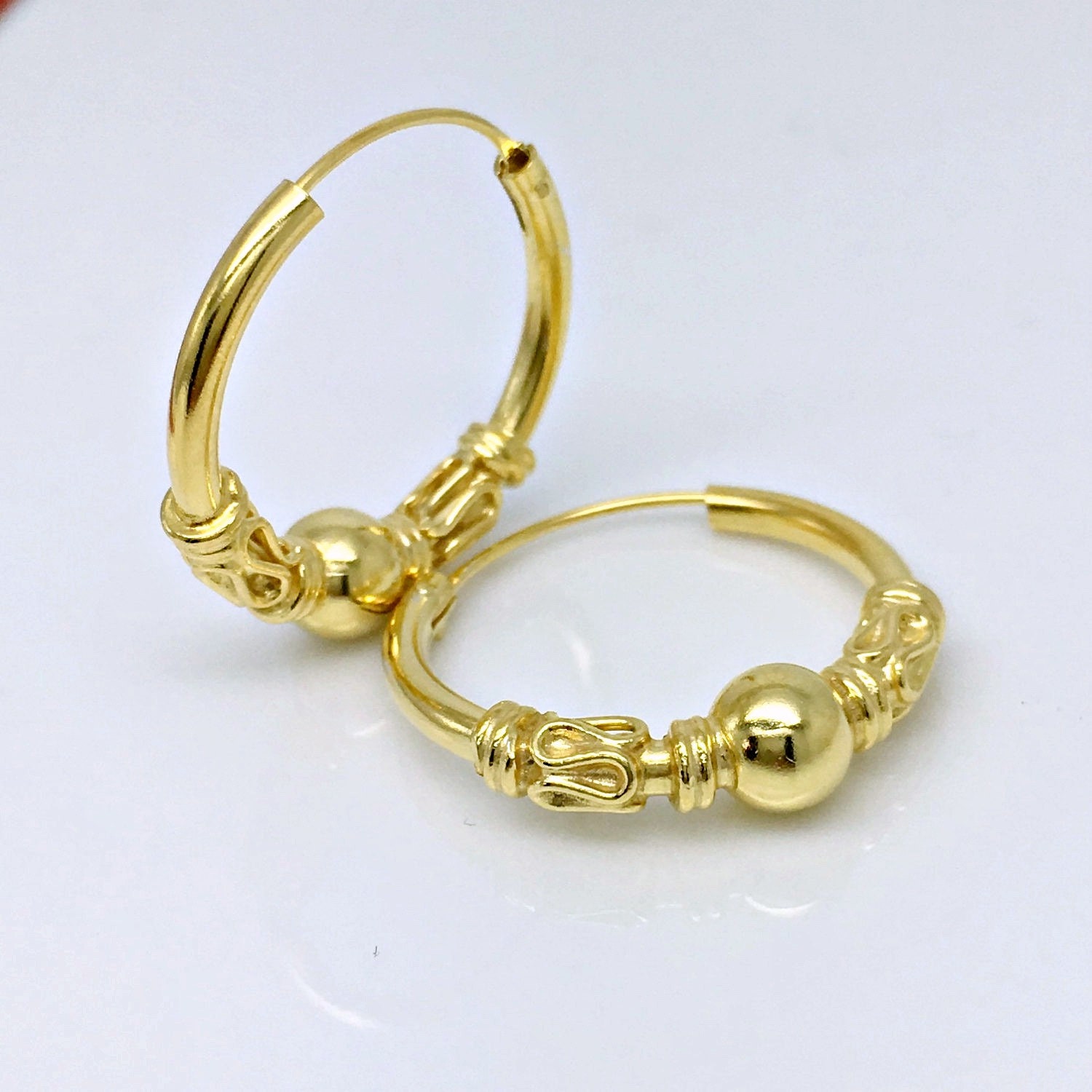 Sunlit Gold Hoop Earrings Men's Earrings Sphere Wire - Etsy