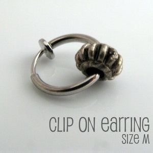 Metal gear clip on earring, mens earrings, clip on hoop earring, non pierced earring, fake earrings, mens hoop earring, single clip,  576