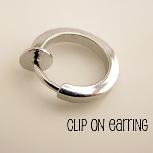 Clip On Earring for Men- Clip On Hoop Earring - Nose Ring - Ear Cartilage Clip Ring - Plain Huggie Hoop Earring Single Earring 570