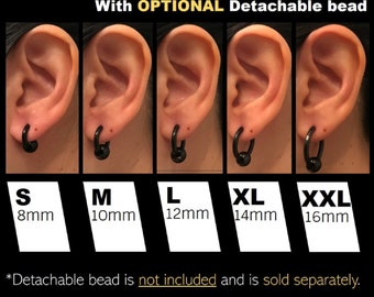 Black earrings for men, round edge earrings, huggie hoop earring, stainless steel round hoop earring, huggie earrings, fake gauge earrings
