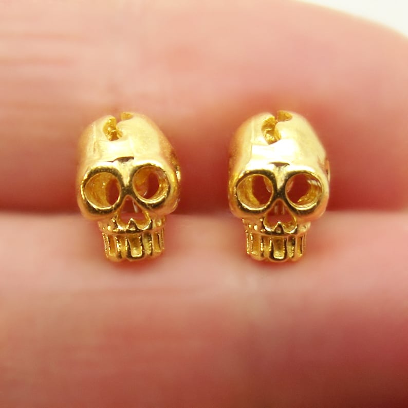 Skull Earrings Cracked Skull Earrings for Men Gold Skull Etsy