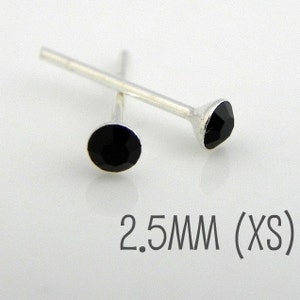 Men's stud earrings - men's earrings studs - tiny stud earring - black diamond cz - cartilage earring - black stud earrings - 421