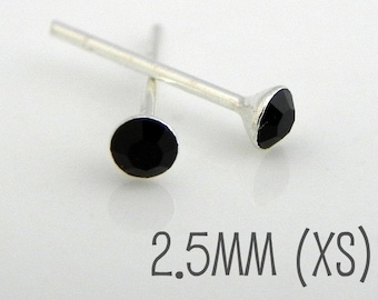 Men's stud earrings - men's earrings studs - tiny stud earring - black diamond cz - cartilage earring - black stud earrings - 421