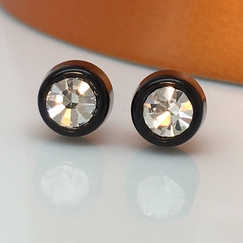 Men's earrings illuminated rhinestone stud earrings Etsy