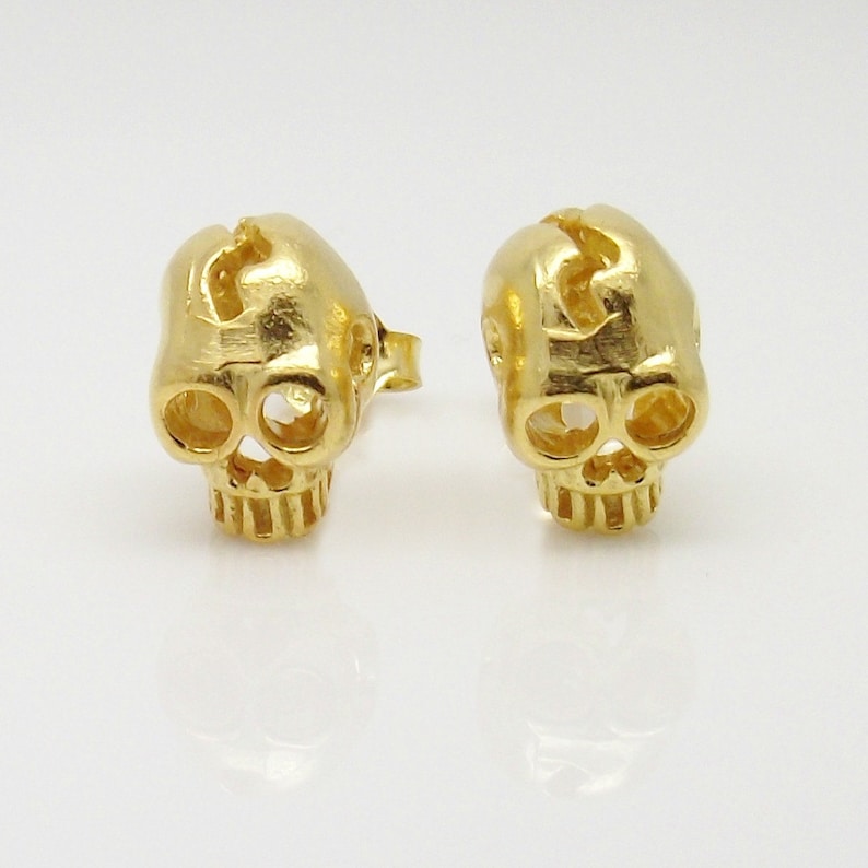 Skull Earrings Cracked Skull Earrings for Men Gold Skull - Etsy