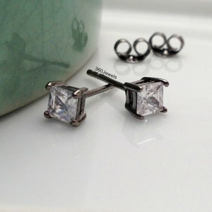 Männer Ohrstecker, leuchtende Hexaeder Ohrstecker, Diamant Cz Ohrstecker, Brillantschliff Diamant Cz Ohrstecker, Herren Ohrstecker, 513B
