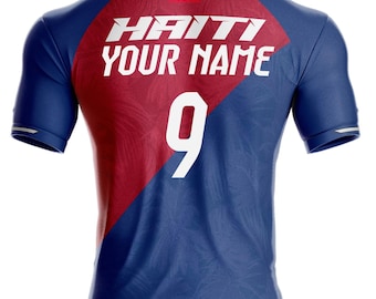 Customizable with your name on the back - Haiti Football Jersey HT-842 Haitian Flag