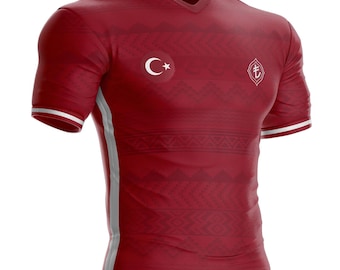 Personalisierbar mit Ihrem Namen auf der Rückseite – Türkiye Türkiye Fußballtrikot TK-74 Türkische Flagge