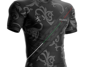 Bulgaria black football jersey BG-71 Bulgarian flag