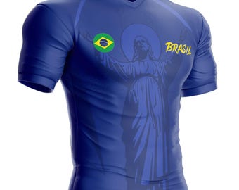 Camiseta de Brasil BR-104 Jesucristo Redentor Fútbol Bandera Brasileña