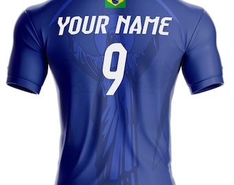 Camiseta personalizable de Brasil BR-104 Jesucristo Redentor fútbol bandera brasileña