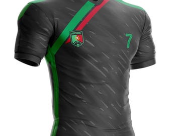 Portugal black football jersey PT-351 Portuguese flag