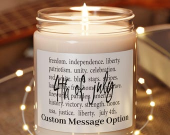 4th of July  Candle, Independence Celebration Scented Soy Candle, Red, White, Blue, Memorial Day Gift, Veteran&#39;s Day,  Home Decor, Gifts