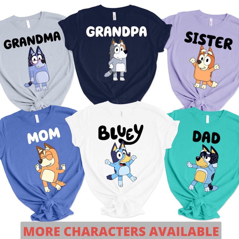Custom Bluey Matching Shirt, Birthday Party Tee, Personalized Bluey Shirts, Kids Event Shirt, Bluey Mom Dad Shirt