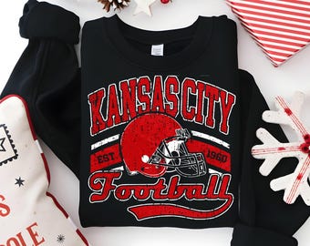 Individuell angefertigtes Kansas City Fussball Sweatshirt, Vintage Häuptlinge Fan Geschenk