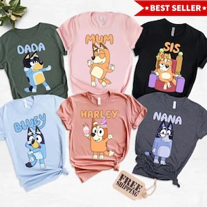 Custom Bluey Matching Shirt, Birthday Party Tee, Personalized Bluey Shirts, Kids Event Shirt, Bluey Mom Dad Shirt