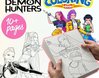 Kinderen demonenjagers kpop kleurplaten, afdrukbare kpop digitale download, verjaardagsfeestje gunst, kleurboek Huntrix Saja Boys
