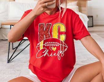 KC Chiefs Unisex NON GLITTER T-Shirt, Kansas City Football Fan Gift
