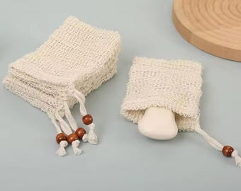 5 Pcs Natural Sisal Soap Bags - Exfoliating Soap Saver Pouches for Shower, Bath & Storage - Eco-Friendly Soap Holder for Long-Lasting Soap