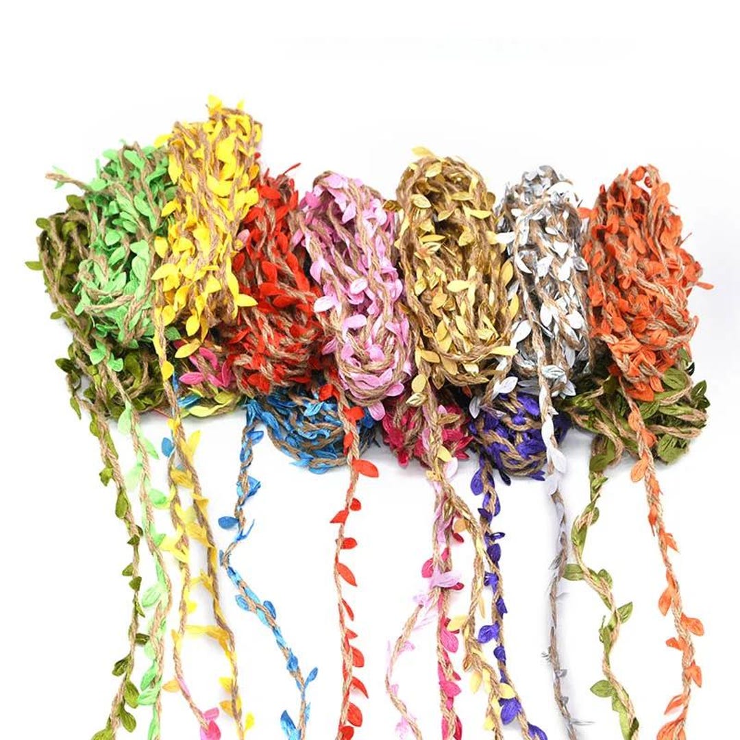 Rustic Rope 5m 5M Jute Rustic Rope Leaf Ribbon DIY Gift Wrapping Jute Twine Burlap ...