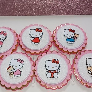 Kitty PARTY Toppers para cupcakes Decoração personalizada para festa Decorações para cupcakes Decoração de aniversário H KAT Girl