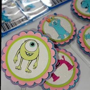 Monsters Inspired Party Favors Inc Cupcake Toppers &Coneffi Party Favors Birthday Cake Sulley Party Favors Monster Party Decor M University