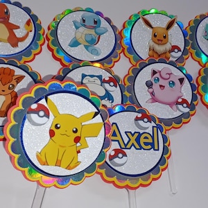 Topper per cupcake ispirati al mostro di Pokk, decorazioni per feste artistiche ispirate a Pikka, topper per cupcake personalizzati / topper per torta personalizzato con mostro elettrico