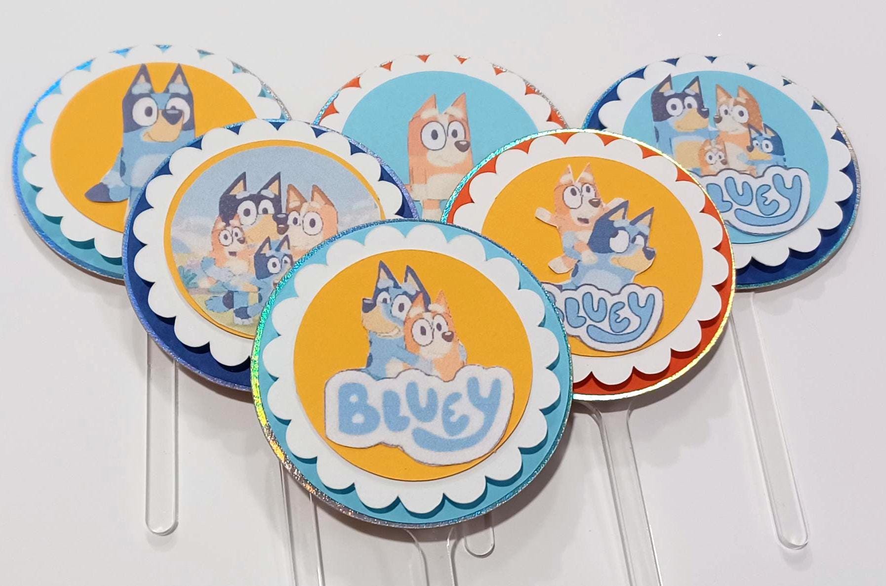 3D Layered Bluey Cupcake Toppers (Set of 12 or 24)