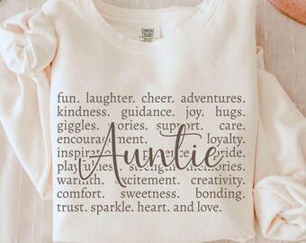 Auntie Sweatshirt Comfort Colors, Christmas Gift for Auntie, New Aunt Gift, Pregnancy Announcement TShirt, Auntie Shirt, Aunty Birthday Gift