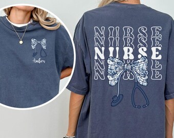 Custom Nurse Shirt Comfort Colors®, Floral Nurse Tshirt, New Nurse Gift, Nurse Appreciation, Nurse Student Shirt, Registered Nurse Tee