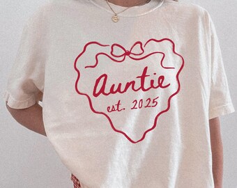 Custom Auntie Shirt Comfort Colors, Christmas Gift for Auntie, New Aunt Gift, Pregnancy Announcement, Auntie Sweatshirt, Aunty Birthday Gift